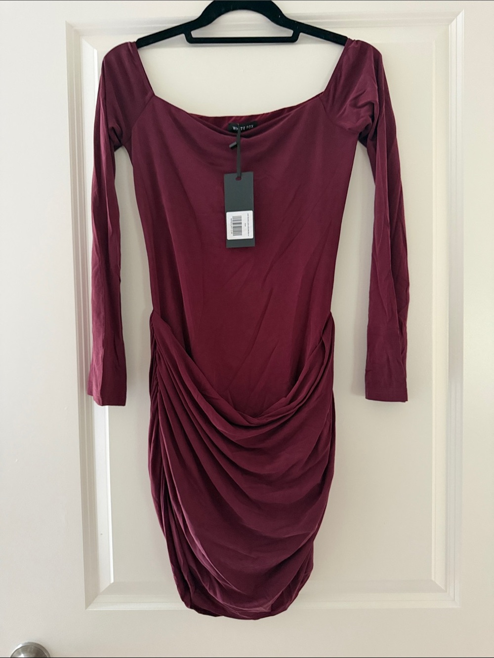 White Fox Boutique Long-Sleeve Ruched Bodycon Dress - Wine